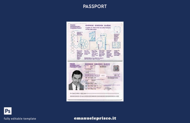 modello di passaporto svedese in stile verificato